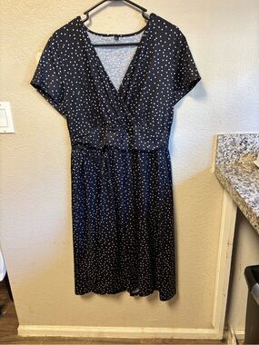 Women’s Black Polka Dot Wrap-Style Dress